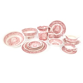 Composite Mason's Red Transferware Dinner Service