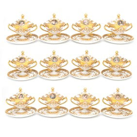 Twelve R. Wehsener Dresden Porcelain Cabinet Cup Sets