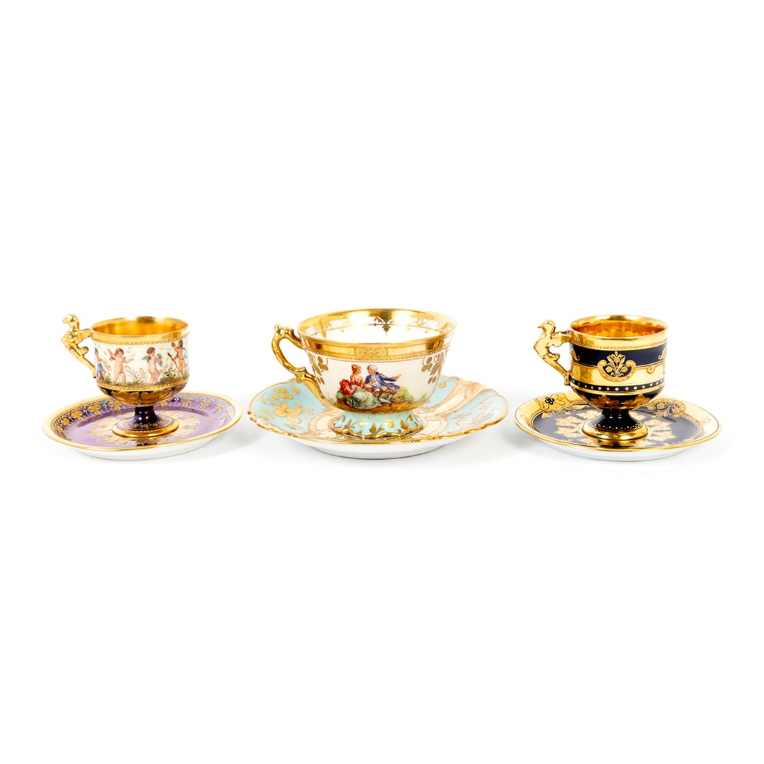 Three Lamm Dresden Porcelain Cabinet Cups and Saucers (1 of 4)