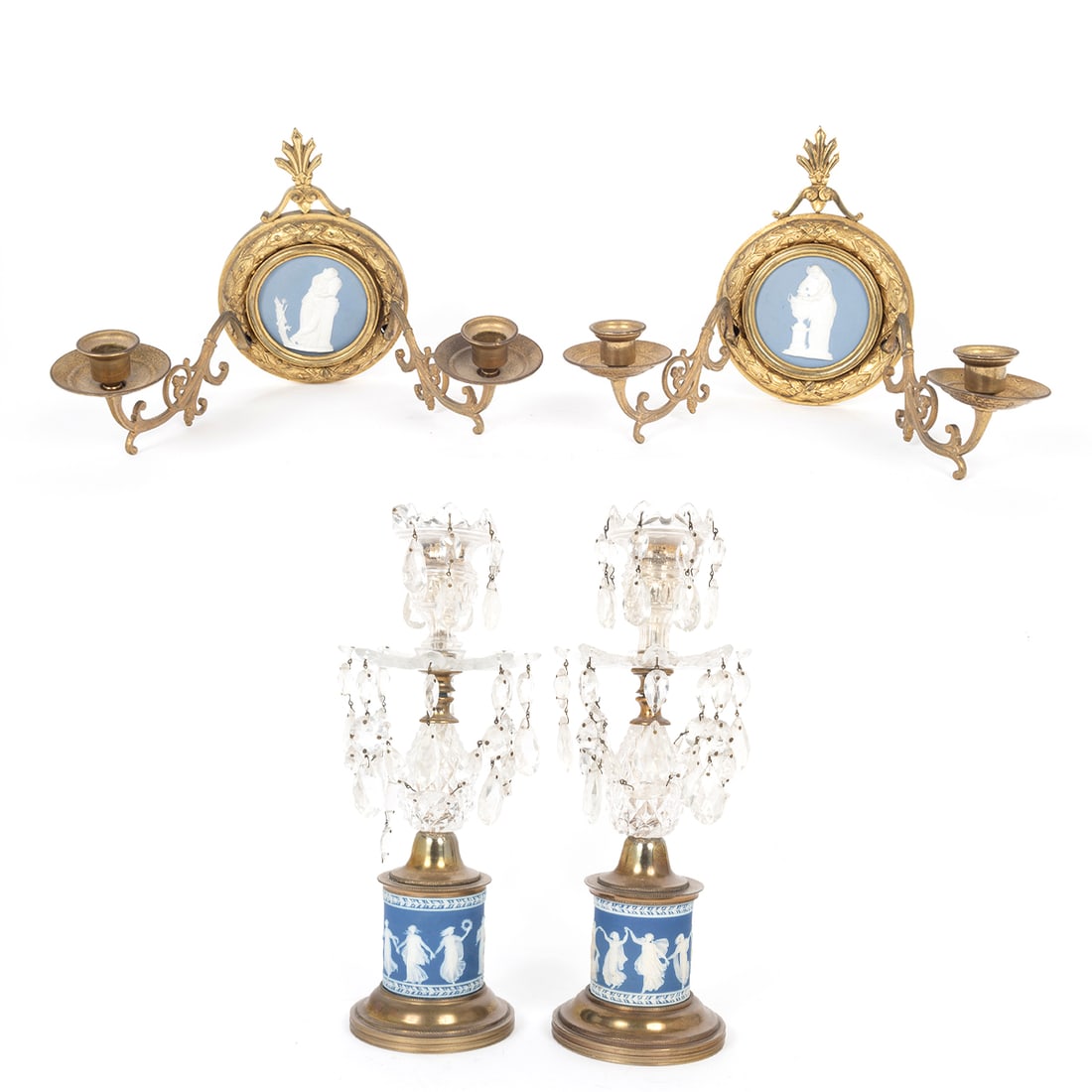 Paired Wedgwood Lusters and Sconces (1 of 4)