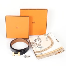 Hermes Grand Apparat Silk Scarf with Hermes Accessories