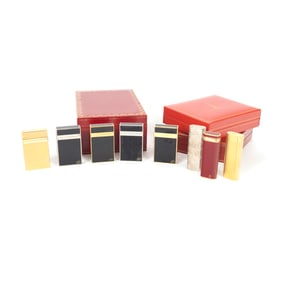 Eight Cartier and Dupont Lighters, Some with Boxes