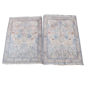 Pair of Persian Part-Silk Tree of Life Motif Rugs