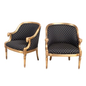 Pair of Empire Style Giltwood Lounge Chairs