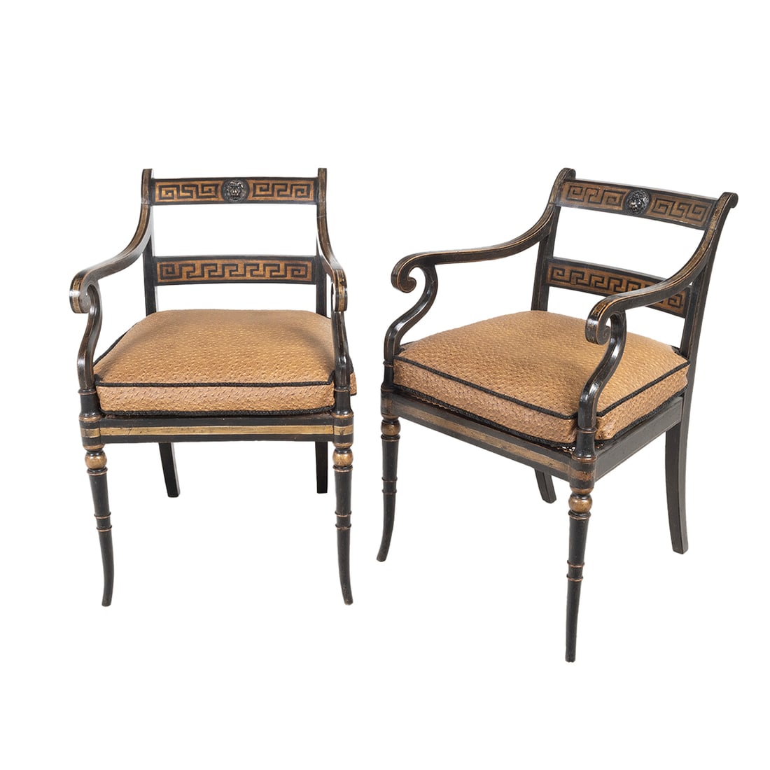 Pair of Regency Ebonized Open Armchairs (1 of 3)