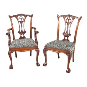 Set of Eight Chippendale Style Mahogany Dining Chairs