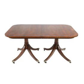 Regency Style Mahogany Double Pedestal Dining Table