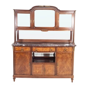 Empire Style Inlaid Marquetry Buffet Deux Corps