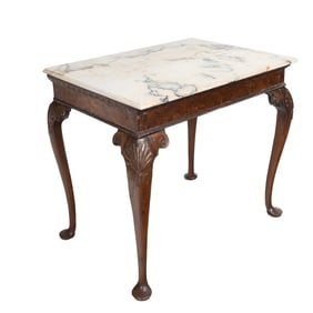 Queen Anne Marble Top Mahogany Console Table