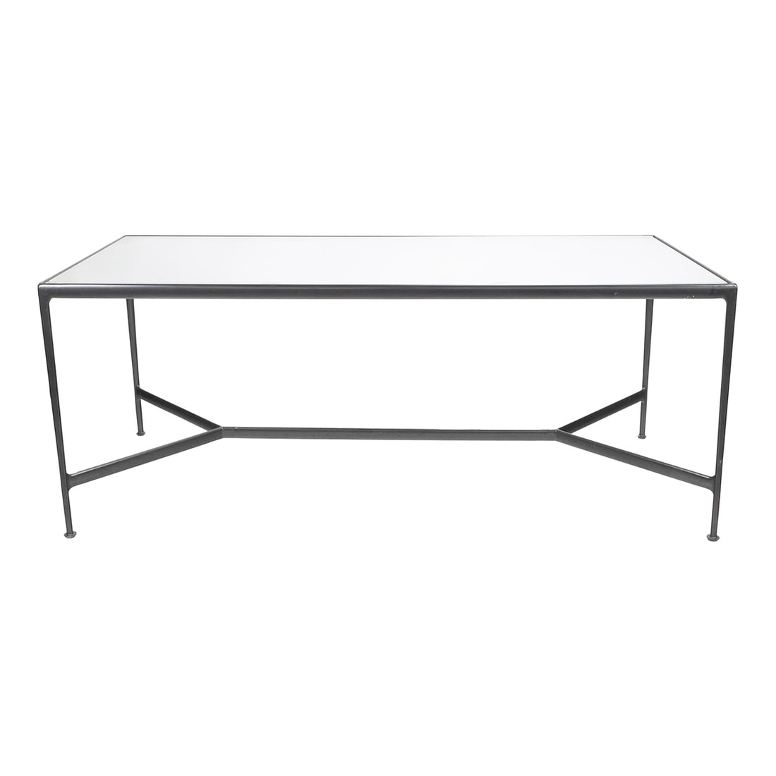 Richard Schultz for Knoll Buffet Table with Glass Top: Richard Schultz for Knoll Buffet Table with Glass Top. Richard Schultz (American 1926-2021). Dark gray coated aluminum with inset frosted glass top. Originally known as the Leisure collection, Schultz