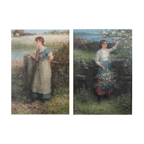 Attr. to George Henry Boughton, Women, two oils