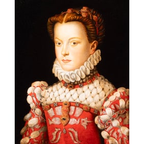 After Francois Clouet, Elisabeth of Austria, oil