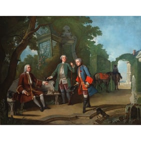 Jacques Lajoue, Aristocrats Return from a Hunt, oil