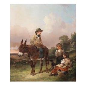 Attri. to William Shayer I, Children Borrou, oil