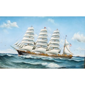 American School, Vessel at Sea, oil