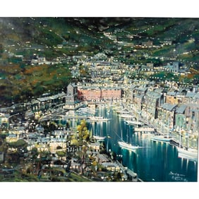 Mario Sanzone, Night in Portofino, oil