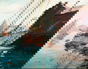 C. Hjalmar Amundsen, At the Wharf, Cape Cod, oil