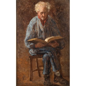 Frank Duveneck, Man Reading, oil