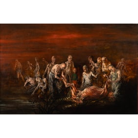 Noel Rockmore, Group Feast, oil