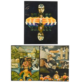 Charles White III, three airbrushed ink and dyes