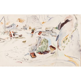 Claire Falkenstein, Mine View Landscape, watercolor