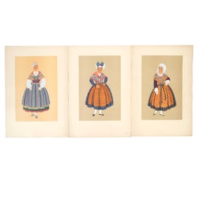French School, Les Costumes Regionaux, pochoir prints