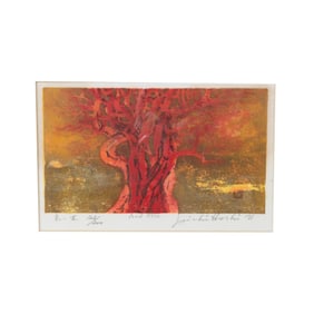 Joichi Hoshi, Red Tree, woodblock