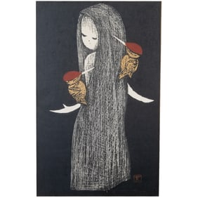 Kaoru Kawano, Woodpeckers, woodblock