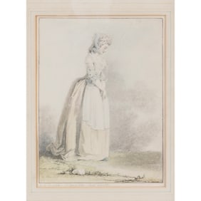 Augustin de Saint Aubin, A Young Lady, lithograph