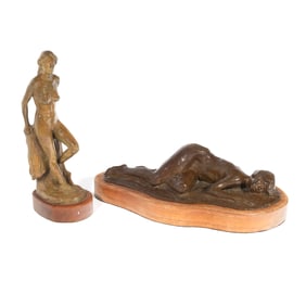Rosie Sandifer, two nude bronzes on wood base