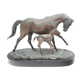 Catherine Irving, Mare and Foal, bronze