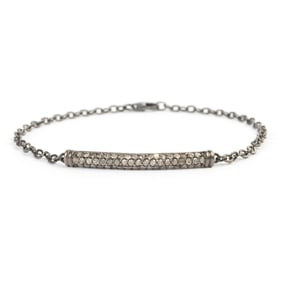 Diamond, Blackened Sterling Silver Bracelet.