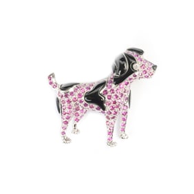 Multi-Stone, 18k White Gold Dalmatian Brooch.