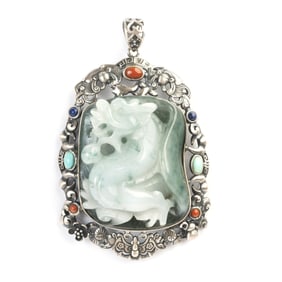 *Jade, Multi-Stone, Sterling Silver Pendant.