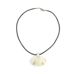 Jade, Diamond, Rhodium-Plated 14k Gold Necklace.