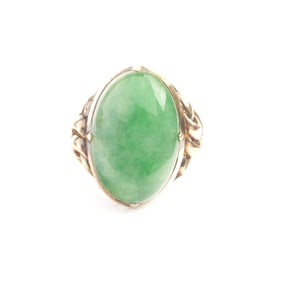 Jadeite Jade, 14k Yellow Gold Ring.