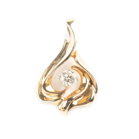 Diamond, 14k Yellow Gold Pendant.