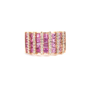 Pink Sapphire, Diamond, 14k Rose Gold Ring.
