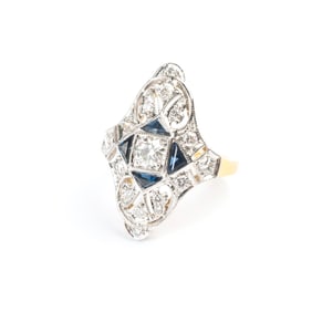 Diamond, Sapphire, 18k Gold Ring.
