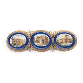 Victorian Micromosaic, 10k Yellow Gold Brooch.