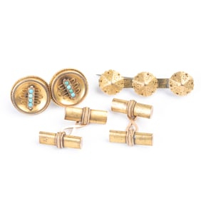 Three Turquoise, Yellow Gold, Gold-Filled Jewelry Items