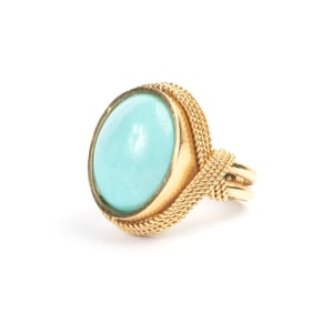 Turquoise, 14k Yellow Gold Ring.