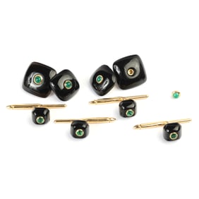 Gent's Trianon Multi-Stone, 18k Yellow Gold Dress Set.