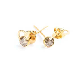 Pair of Diamond, 18k Yellow Gold Drop Earrings.