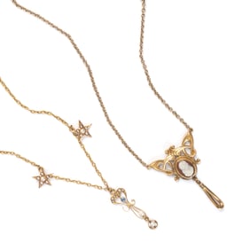 Two Multi-Stone, 14k Yellow Gold, Gold-Filled Necklaces