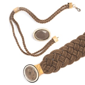 Victorian Mourning Hair Jewelry Suite.