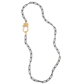 Diamond, Vermeil, Blackened Sterling Silver Necklace.