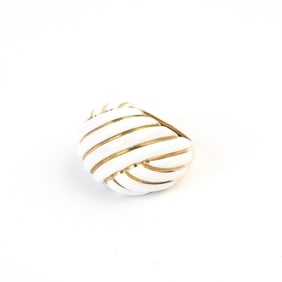 Andrew Clunn Enamel, 18k Yellow Gold Ring.