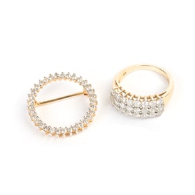 Diamond, 14k Yellow Gold Jewelry Suite.