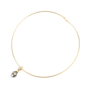 Cultured Pearl, Diamond, 14k Yellow Gold Necklace.